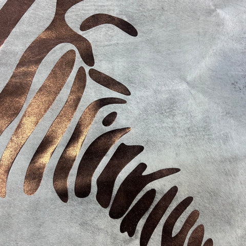 Bronze Metallic Zebra Cowhide Rug Size: 8x7 feet Y-133