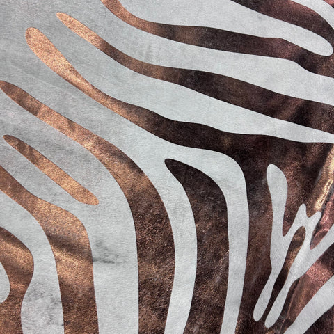 Bronze Metallic Zebra Cowhide Rug Size: 8x7 feet Y-133