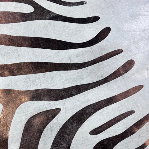 Bronze Metallic Zebra Cowhide Rug Size: 8x7 feet Y-133