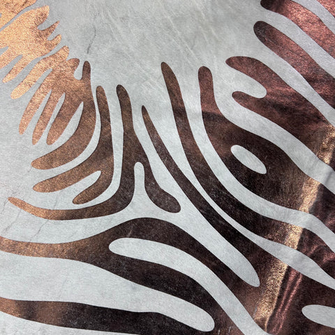 Bronze Metallic Zebra Cowhide Rug Size: 8x7 feet Y-133