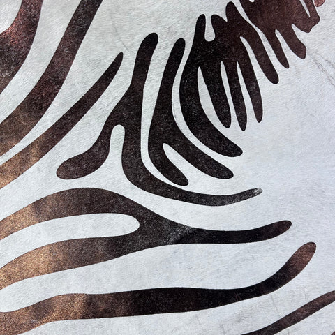 Bronze Metallic Zebra Cowhide Rug Size: 8x7 feet Y-133