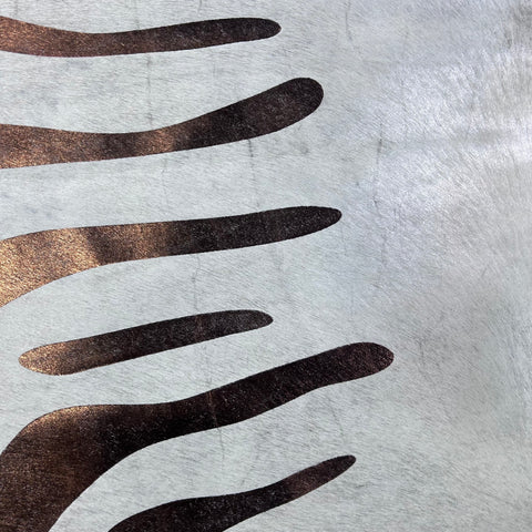 Bronze Metallic Zebra Cowhide Rug Size: 8x7 feet Y-133