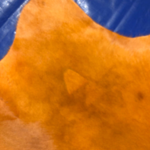 Dyed Orange Cowhide Rug (patch) Size: 7x6.5 feet Y-137