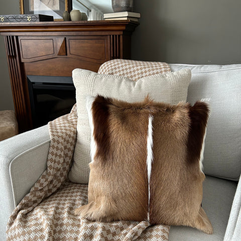 Springbok Skin Pillow Cover - Size: 17x17" (similar to cow hide skin pillow)