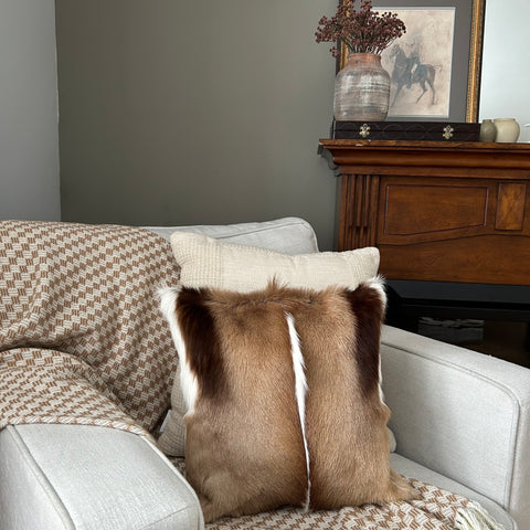 Springbok Skin Pillow Cover - Size: 17x17" (similar to cow hide skin pillow)