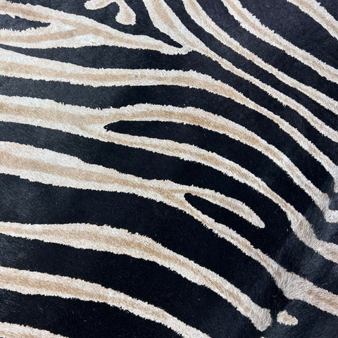 Genuine Zebra Print Cowhide Rug Size: 7x6 feet Z-289