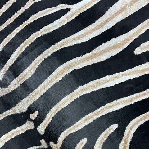 Genuine Zebra Print Cowhide Rug Size: 7x6 feet Z-289