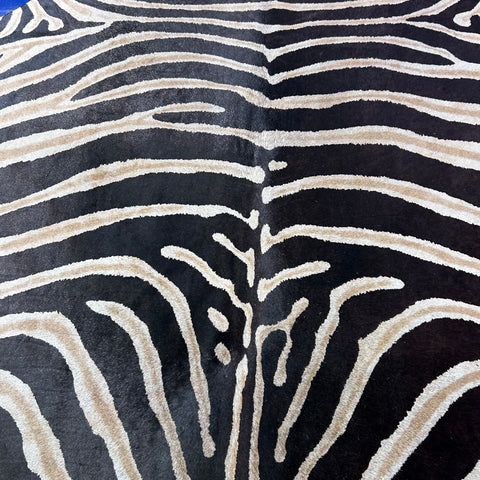 Genuine Zebra Print Cowhide Rug Size: 7x6 feet Z-290
