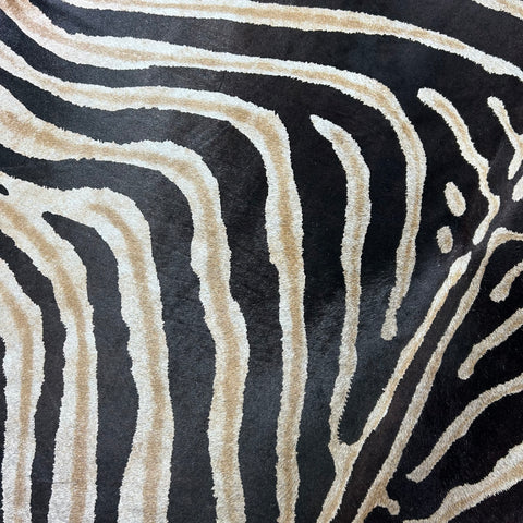 Genuine Zebra Print Cowhide Rug Size: 7x6 feet Z-290