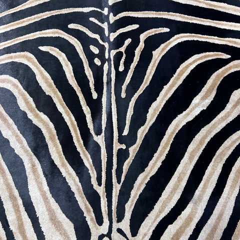 Genuine Zebra Print Cowhide Rug (darker background) Size: 7x6 feet Z-292