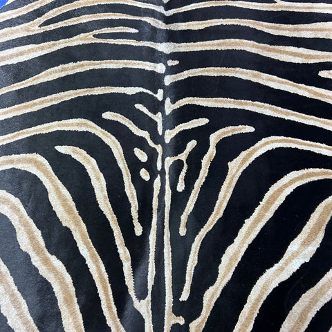 Genuine Zebra Print Cowhide Rug (darker background) Size: 7x6 feet Z-292
