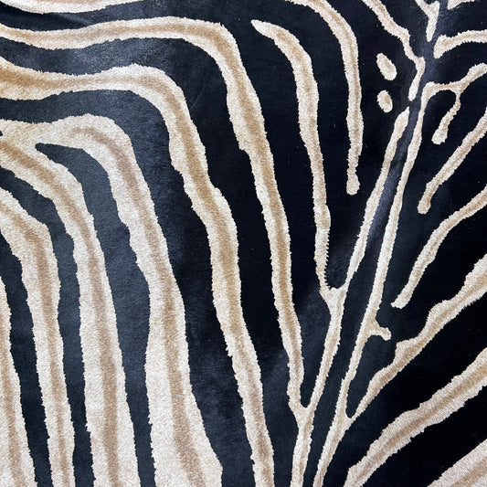 Genuine Zebra Print Cowhide Rug (darker background) Size: 7x6 feet Z-292