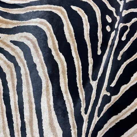 Genuine Zebra Print Cowhide Rug (darker background) Size: 7x6 feet Z-292