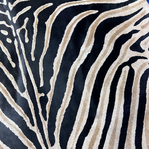 Genuine Zebra Print Cowhide Rug (darker background) Size: 7x6 feet Z-292