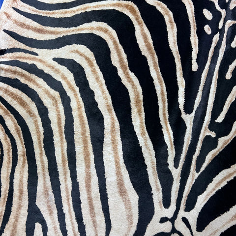 Genuine Zebra Print Cowhide Rug (darker background/ great quality!) Size: 7.5x6 feet Z-293
