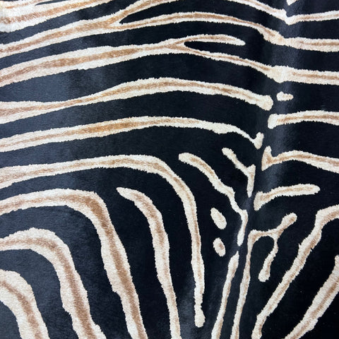 Genuine Zebra Print Cowhide Rug (darker background/ great quality!) Size: 7.5x6 feet Z-293