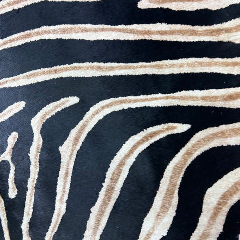 Genuine Zebra Print Cowhide Rug (darker background/ great quality!) Size: 7.5x6 feet Z-293