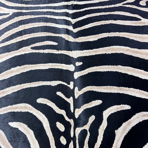 Genuine Zebra Print Cowhide Rug (some stripes are blurry) Size: 7x6 feet Z-295