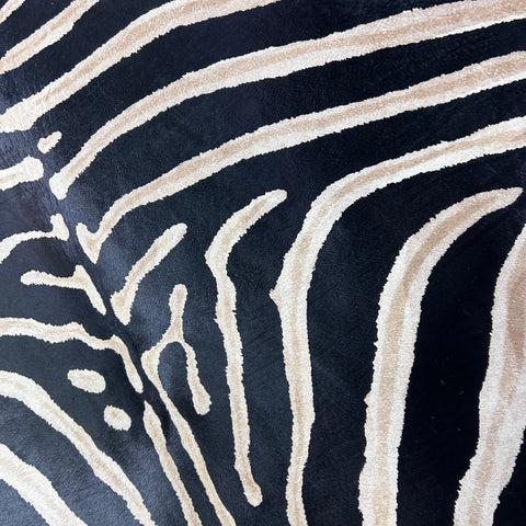 Genuine Zebra Print Cowhide Rug (some stripes are blurry) Size: 7x6 feet Z-295