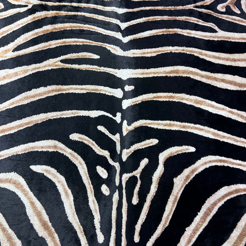 Genuine Zebra Print Cowhide Rug (some stripes are blurry) Size: 7x6 feet Z-296