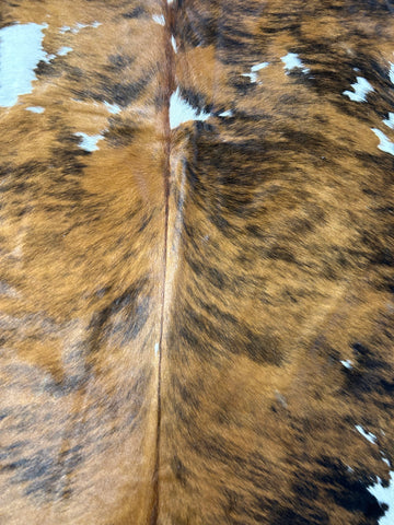 Tricolor Cowhide Rug (light brown) Size: 7x6.2 feet D-413