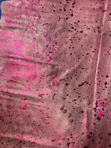 Pink Metallic Cowhide Rug Size: 7x6 feet D-414