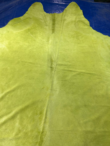 Dyed Lime Green Cowhide Rug Size: 8X7 feet C-1888