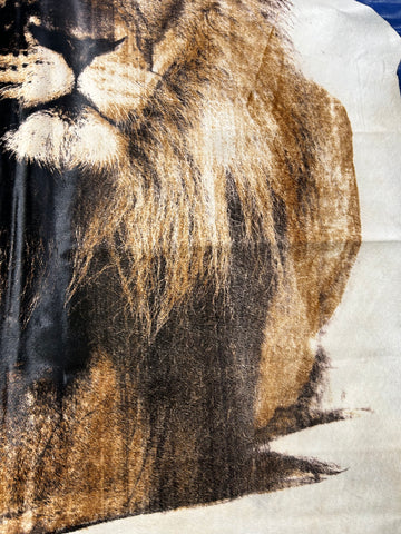 Lion Print Cowhide Rug Size: 7x6.2 feet D-417