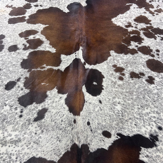 Brown and White Reddish Cowhide Rug Size: 7.2x6.2 feet X-011