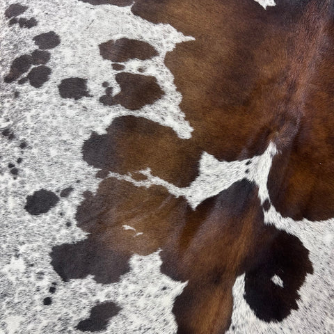 Brown and White Reddish Cowhide Rug Size: 7.2x6.2 feet X-011