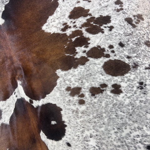 Brown and White Reddish Cowhide Rug Size: 7.2x6.2 feet X-011