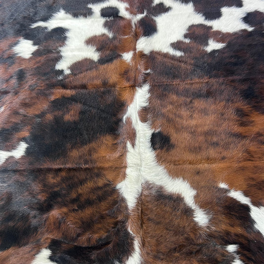 Tricolor Cowhide Rug (medium hair) Size: 7.7x7 feet X-014