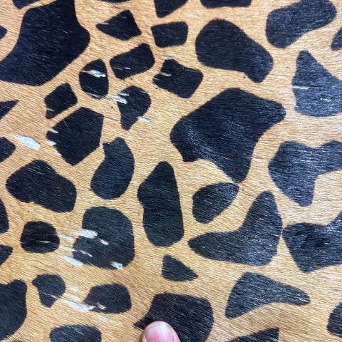 Baby Giraffe Print Cowhide Rug (some bald spots) Size: 7.5x5.5 feet Z-128