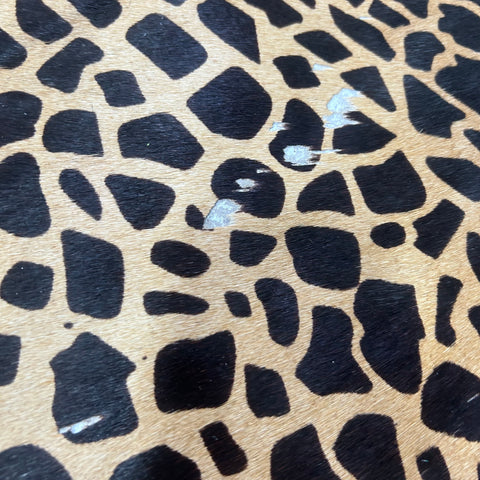 Baby Giraffe Print Cowhide Rug (some bald spots) Size: 7.5x5.5 feet Z-128