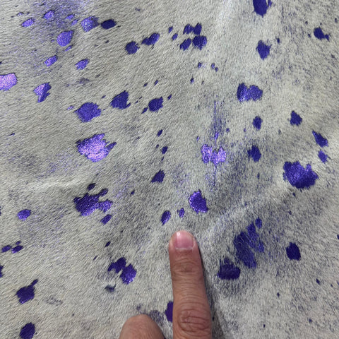 Purple Metallic Acid Washed Cowhide Rug Size: 7.5x6 feet Y-204
