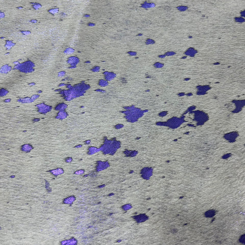 Purple Metallic Acid Washed Cowhide Rug Size: 7.5x6 feet Y-204