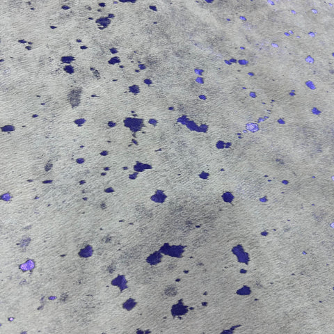 Purple Metallic Acid Washed Cowhide Rug Size: 7.5x6 feet Y-204