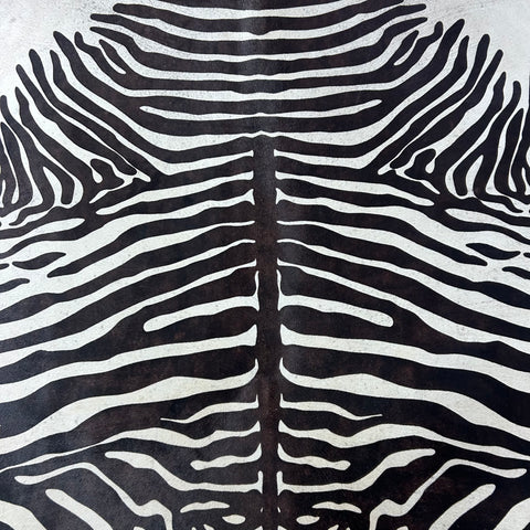 Zebra Print Cowhide Rug (some imperfections) Size: 7.7x6.2 feet Z-129