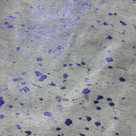 Purple Metallic Acid Washed Cowhide Rug Size: 7.5x6 feet Y-204
