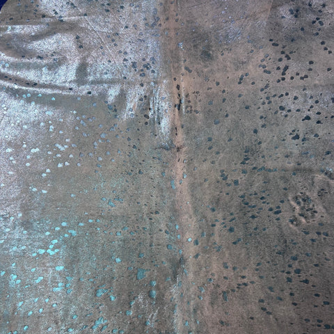 Turquoise Metallic Cowhide Rug Size: 8x7 feet Z-130