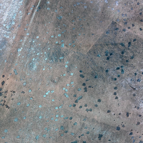 Turquoise Metallic Cowhide Rug Size: 8x7 feet Z-130