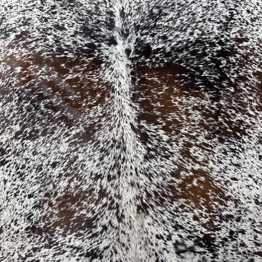 Brown and White Speckled Cowhide Rug (gorgeous!) Size: 7x6 feet Y-207