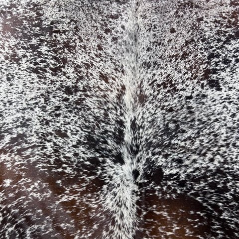 Brown and White Speckled Cowhide Rug (gorgeous!) Size: 7x6 feet Y-207