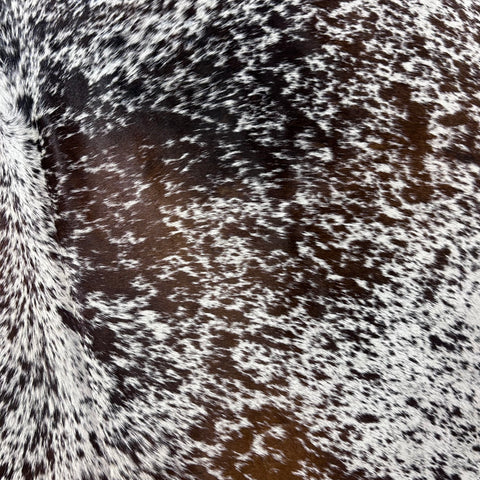 Brown and White Speckled Cowhide Rug (gorgeous!) Size: 7x6 feet Y-207
