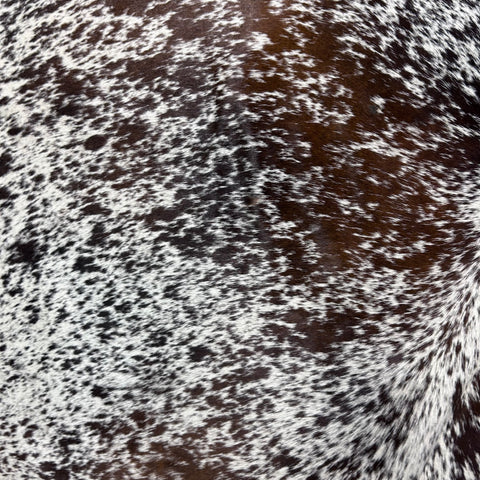 Brown and White Speckled Cowhide Rug (gorgeous!) Size: 7x6 feet Y-207