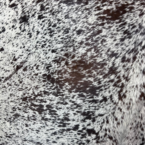 Brown and White Speckled Cowhide Rug (gorgeous!) Size: 7x6 feet Y-207