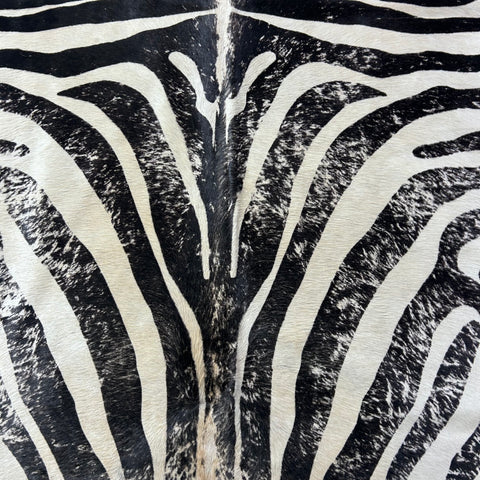 Distressed Zebra Print Cowhide Rug Size: 7.2x6 feet D-916