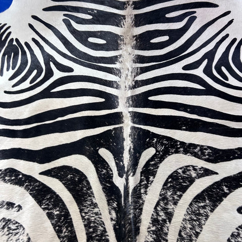 Distressed Zebra Print Cowhide Rug Size: 7.2x6 feet D-916