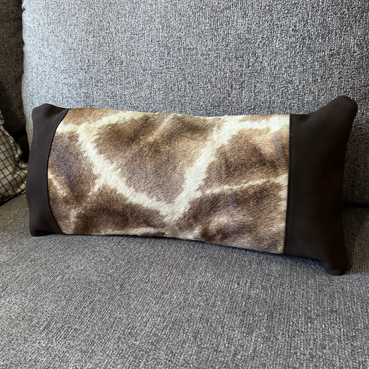 New Real Giraffe Hide Pillow Case 21x10 inches Genuine Giraffe Skin/ Suede Back