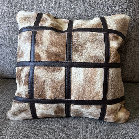 New Real Giraffe Hide Pillow Case 15x15 inches Genuine Giraffe Skin/ Suede Back